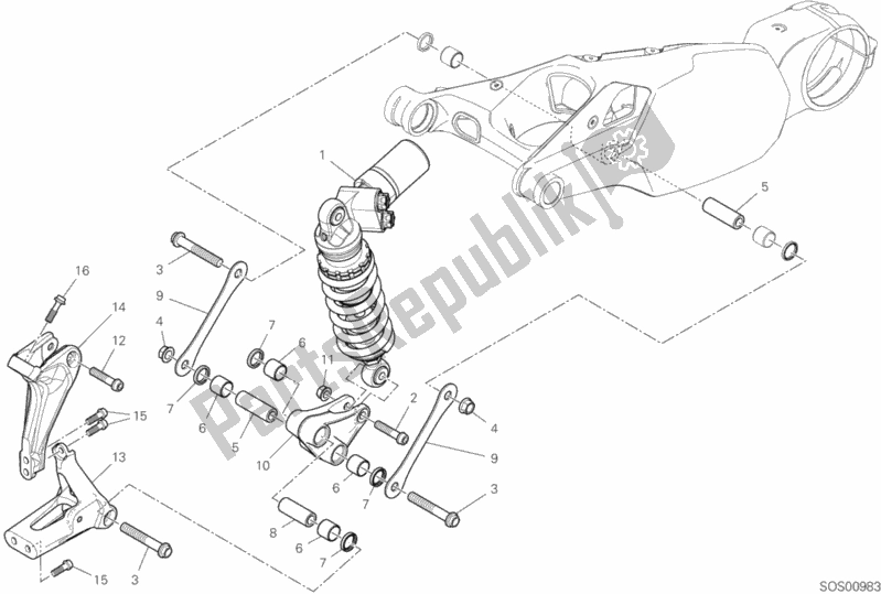 Wszystkie części do Tylny Amortyzator Ducati Superbike Panigale V4 R USA 998 2019